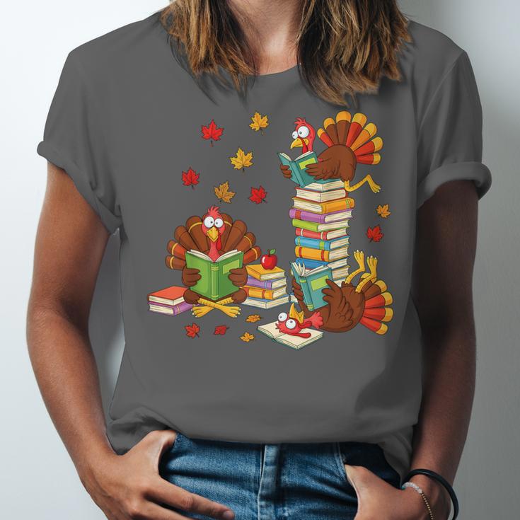 Turkey Reading Books Fall Librarian Book Lover Teacher Kids Unisex Jersey T-Shirt Turkey Reading Books Fall Librarian Book Lover Teacher Kids Unisex Jersey T-Shirt