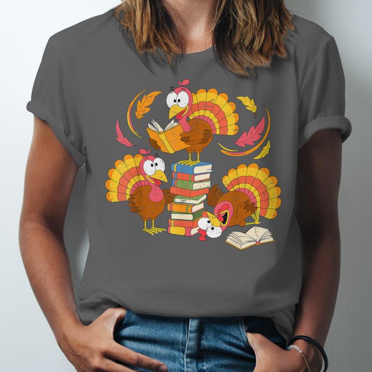 Turkey Reading Books Fall Thanksgiving Teacher Librarian Unisex Jersey T-Shirt Turkey Reading Books Fall Thanksgiving Teacher Librarian Unisex Jersey T-Shirt