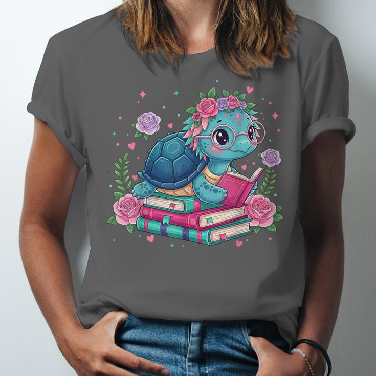 Turtle Bookworm Reading Book Bookworm Book Nerd Cute Graphic Unisex Jersey T-Shirt