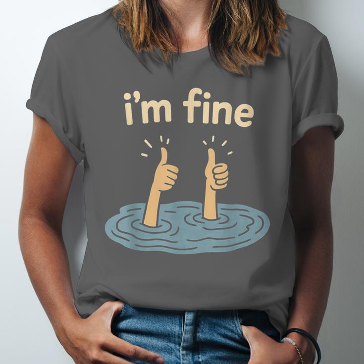 Two Thumbs Up I'm Fine Sarcastic Meme Introvert Humor Unisex Jersey T-Shirt