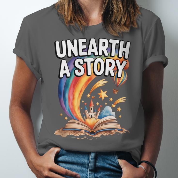Unearth A Story Rainbow Treasure Book Unisex Jersey T-Shirt