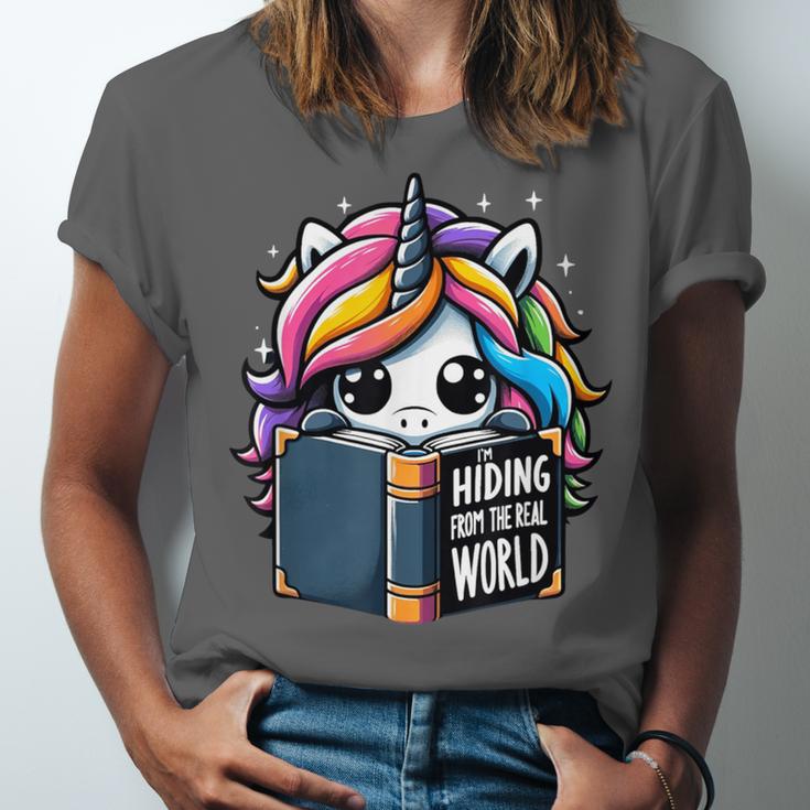 Unicorn Reading Book Reader Introvert Book Lover Humor Unisex Jersey T-Shirt