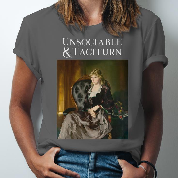 Unsociable And Taciturn Jane Austin Quote Book Classic Lit Unisex Jersey T-Shirt