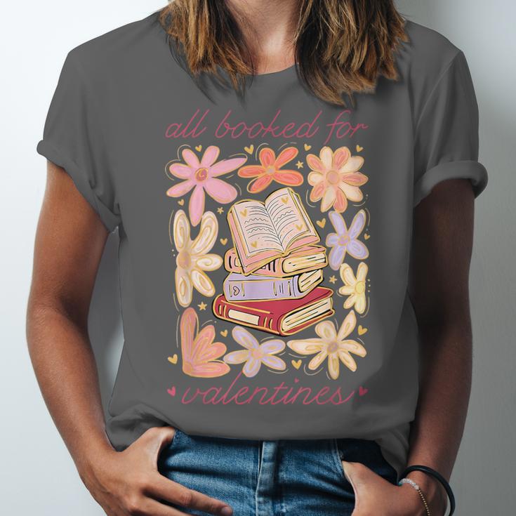 Valentine All Booked For Valentines Book Lovers Teacher Kids Unisex Jersey T-Shirt