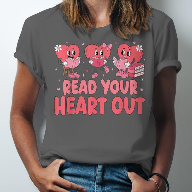 Valentine Day Book Read Your Heart Out Lovers Teacher Kids Unisex Jersey T-Shirt