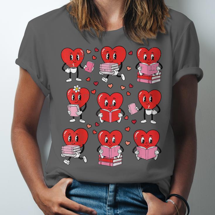 Valentines Day Librarian Heart Reading Book Women Men Kids Unisex Jersey T-Shirt