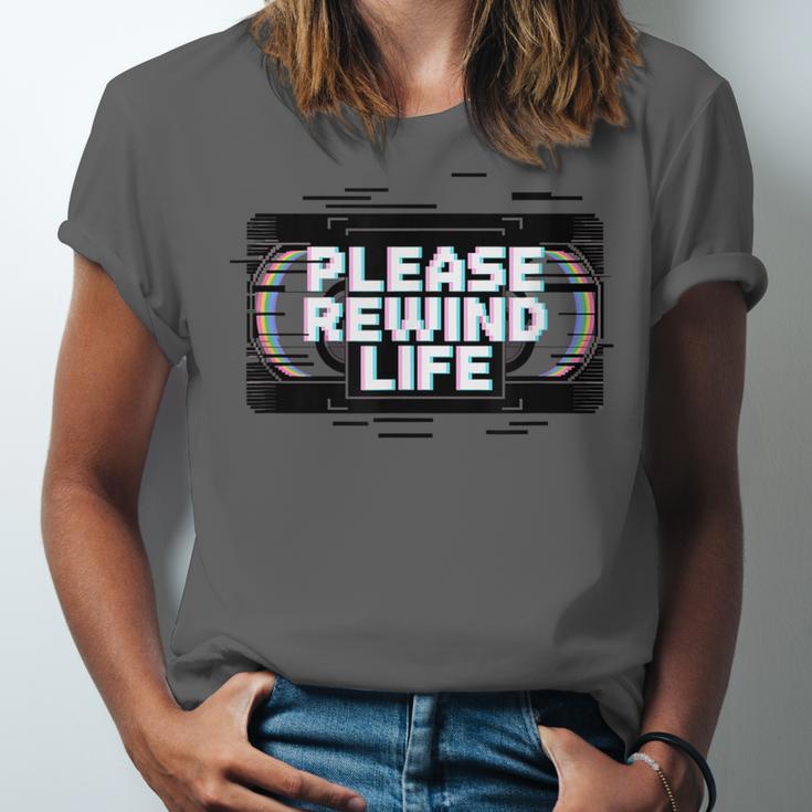 VHS Tape Rewind Glitch 90s Retro Nostalgia Please Rewind Unisex Jersey T-Shirt VHS Tape Rewind Glitch 90s Retro Nostalgia Please Rewind Unisex Jersey T-Shirt