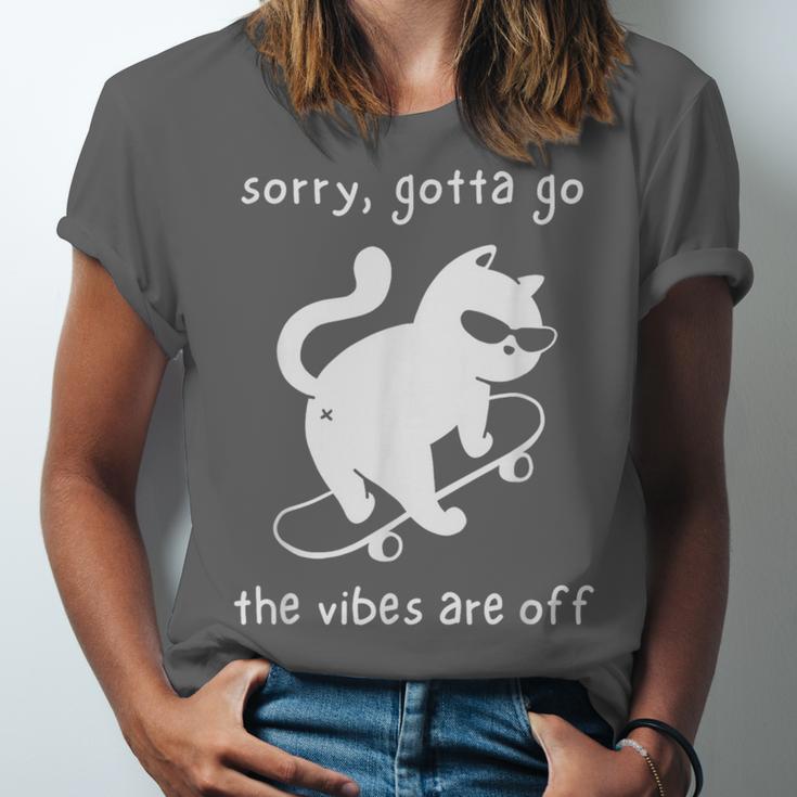 Vibes Are Off Cat Skateboard Introvert Sarcastic Humor Unisex Jersey T-Shirt Vibes Are Off Cat Skateboard Introvert Sarcastic Humor Unisex Jersey T-Shirt