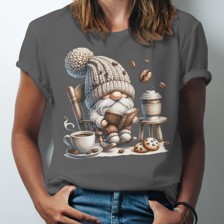 Vintage Cute Gnome Reading Book Coffee Cute Gnome Graphic Unisex Jersey T-Shirt Vintage Cute Gnome Reading Book Coffee Cute Gnome Graphic Unisex Jersey T-Shirt