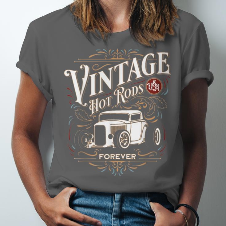 Vintage Hot Rods USA Forever Classic Car Nostalgia Unisex Jersey T-Shirt