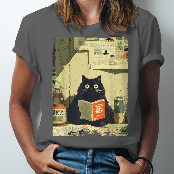 Vintage Japanese Cat Book Lovers Librarian Cat Dad Teacher Unisex Jersey T-Shirt Vintage Japanese Cat Book Lovers Librarian Cat Dad Teacher Unisex Jersey T-Shirt