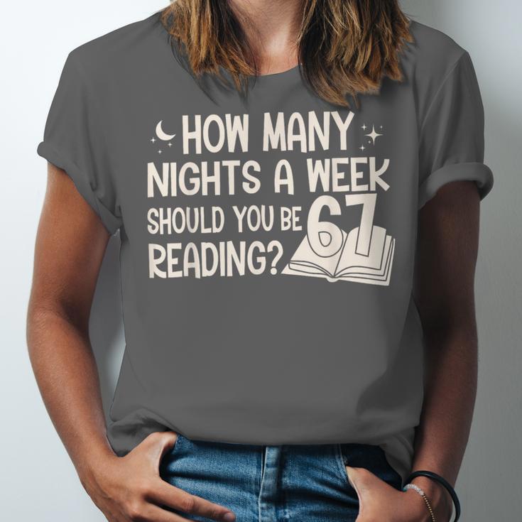 Vintage How Many Nights Reading 67 Meme Book Lover Teacher Unisex Jersey T-Shirt