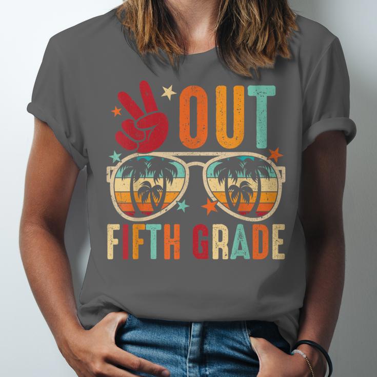 Vintage Peace Out 5th Grade Graduation Last Day Of School Unisex Jersey T-Shirt