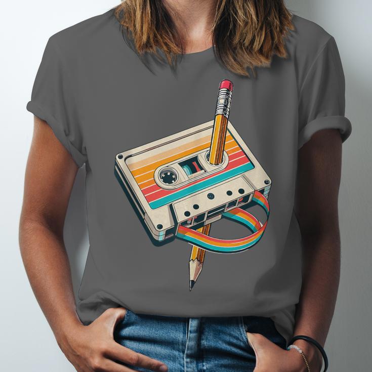 Vintage Pencil Rewind Cassette Tape Nostalgia Party 80s 90s Unisex Jersey T-Shirt