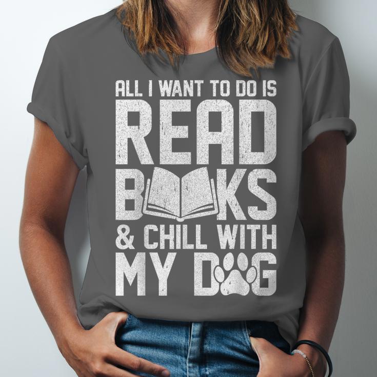 All I Want To Do Is Read Books Reading Dog Lovers Unisex Jersey T-Shirt