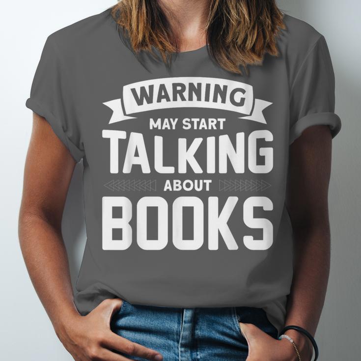 Warning I May Start Talking About Books Unisex Jersey T-Shirt