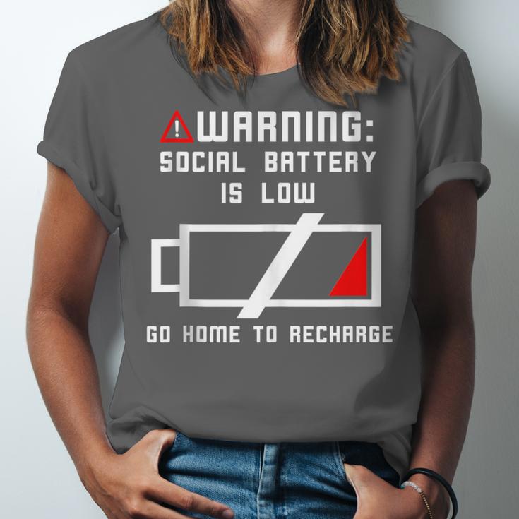 Warning Social Battery Is Low Introvert Shirt Unisex Jersey T-Shirt Warning Social Battery Is Low Introvert Shirt Unisex Jersey T-Shirt