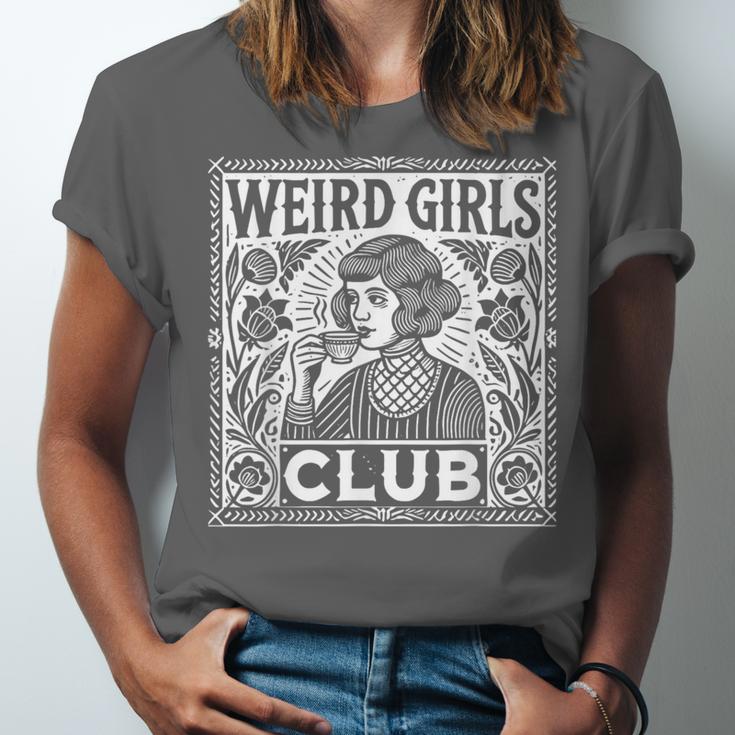Weird Girls Club Vintage Linocut Retro Introvert Aesthetic Unisex Jersey T-Shirt Weird Girls Club Vintage Linocut Retro Introvert Aesthetic Unisex Jersey T-Shirt