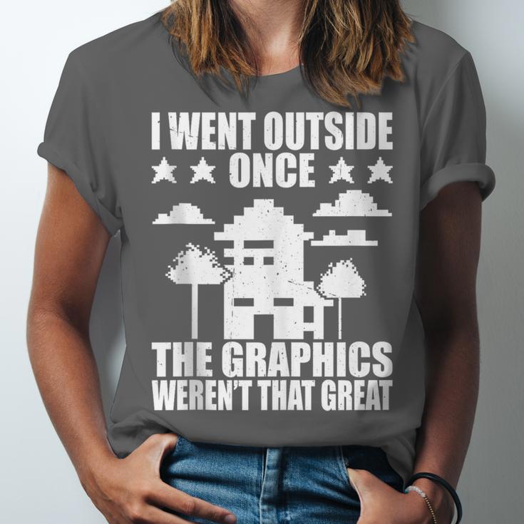 I Went Outside Once Introverts Joke Social Loner Unisex Jersey T-Shirt I Went Outside Once Introverts Joke Social Loner Unisex Jersey T-Shirt
