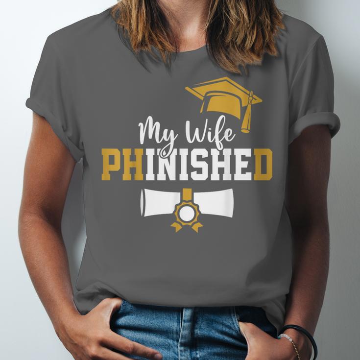 My Wife Phinished PhD Graduation Family Matching Unisex Jersey T-Shirt