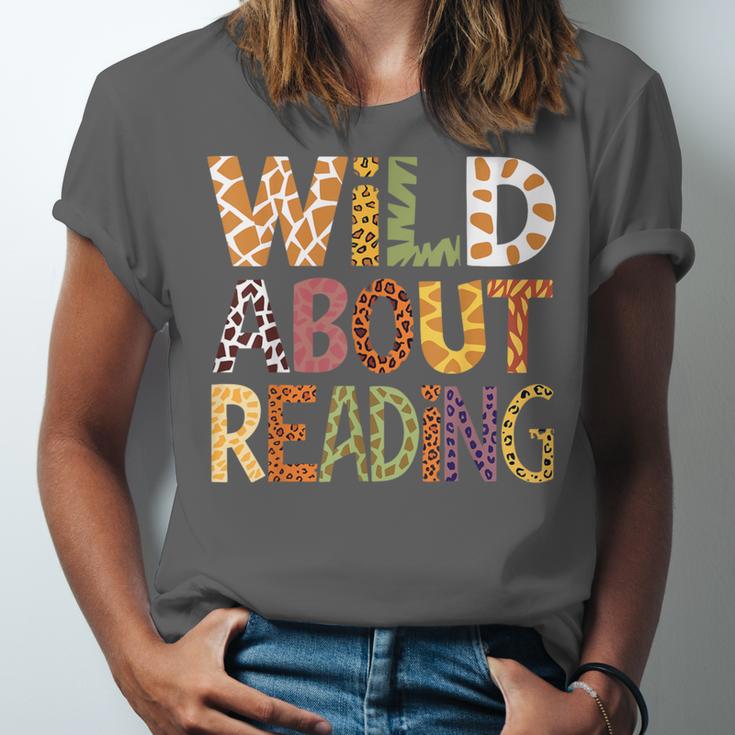 Wild About Reading Book Animal Children's Book Lover Teacher Unisex Jersey T-Shirt