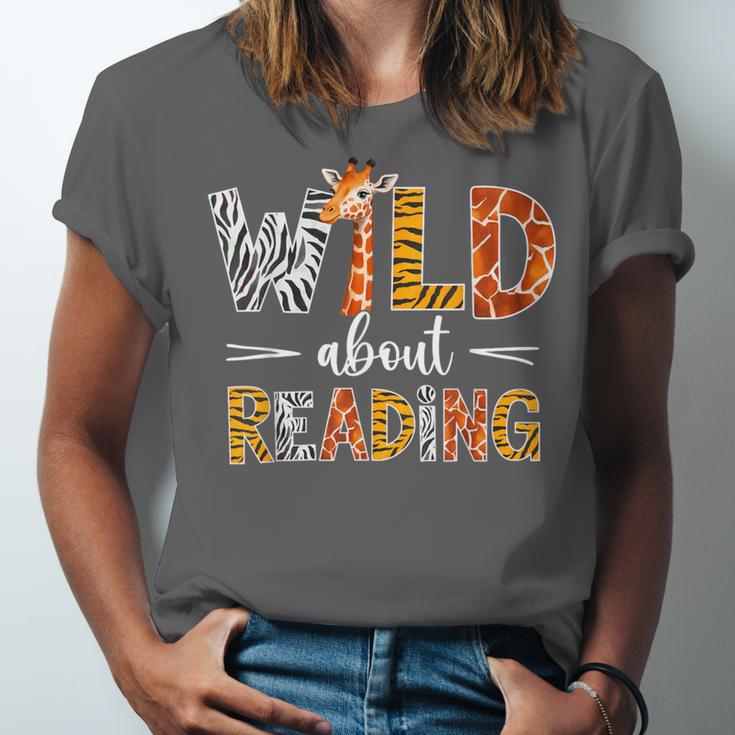 Wild About Reading Books Reader Teachers Kids Librarian Unisex Jersey T-Shirt