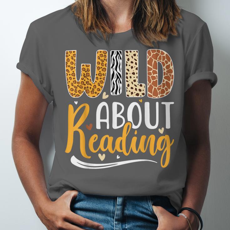 Wild About Reading Lover Bookworm Library Teacher Zoo Animal Unisex Jersey T-Shirt