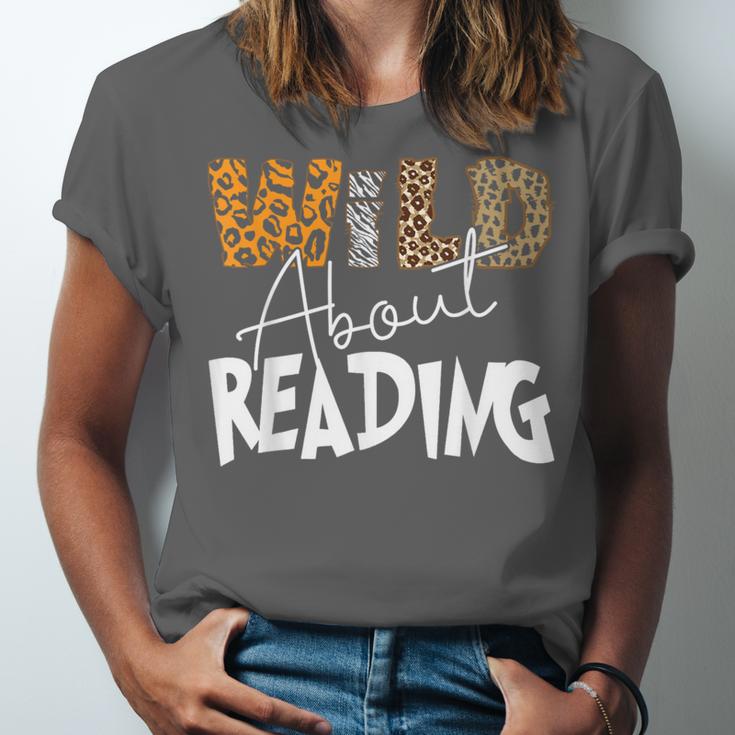 WILD ABOUT READING Reading Books Bookworm Library Day Unisex Jersey T-Shirt