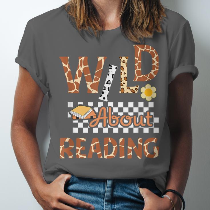 Wild About Reading Teacher Reading Books Back To School Unisex Jersey T-Shirt