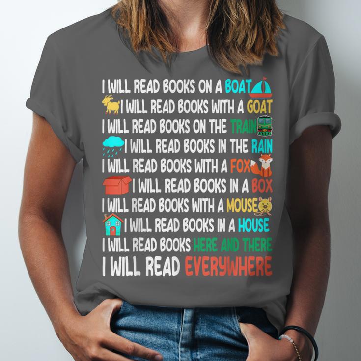 I Will Read Books On A Boat & Everywhere Reading Book Unisex Jersey T-Shirt I Will Read Books On A Boat & Everywhere Reading Book Unisex Jersey T-Shirt