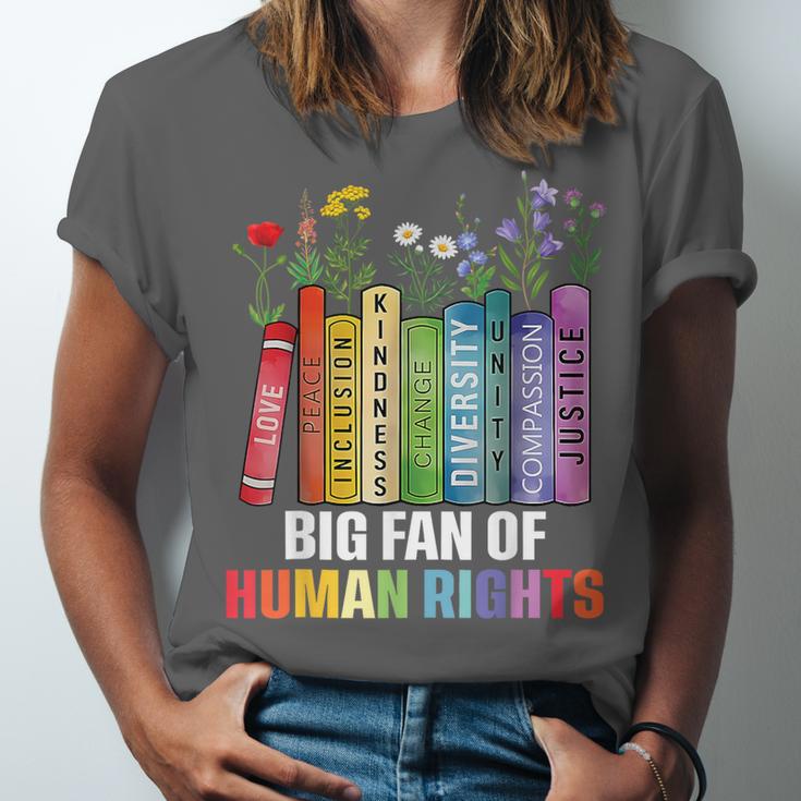 Women Floral Book Big Fan Of Human Rights Liberal Protest Unisex Jersey T-Shirt