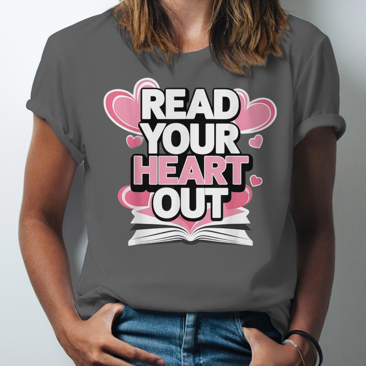 Women Read Your Heart Out Valentine's Day Teacher Book Unisex Jersey T-Shirt