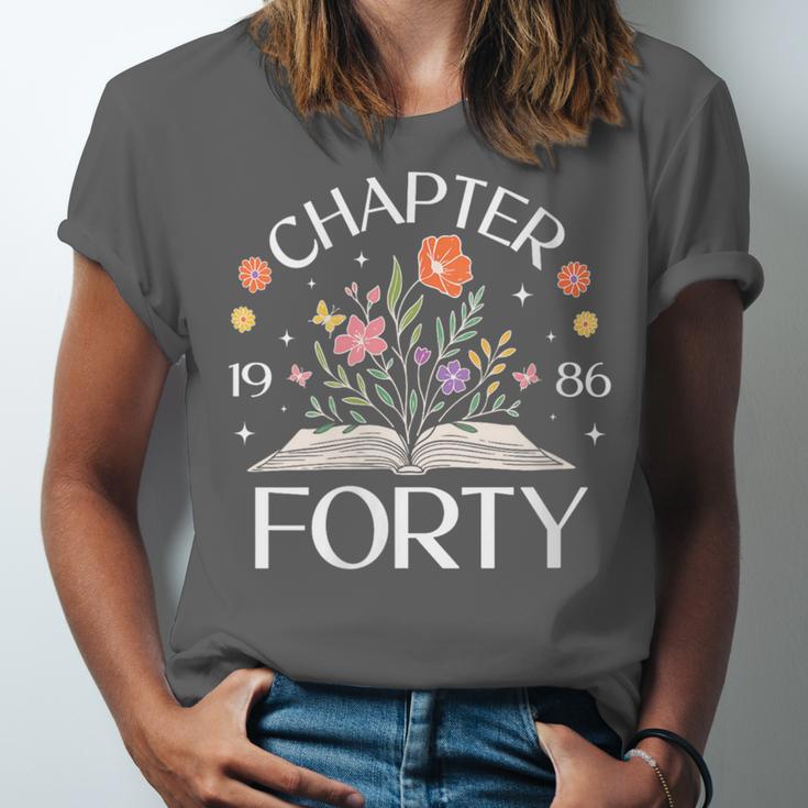 Women's 1986 Chapter Forty 40th Birthday Wildflower Book 40 Year Old Unisex Jersey T-Shirt Women's 1986 Chapter Forty 40th Birthday Wildflower Book 40 Year Old Unisex Jersey T-Shirt