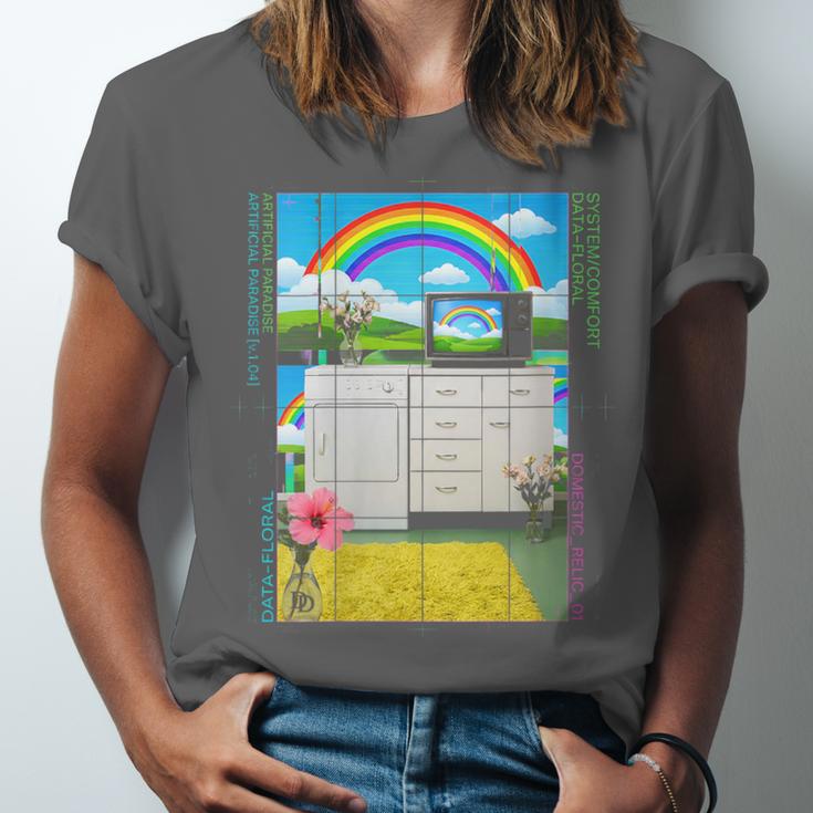 Women's Frutiger Aero Aesthetic Rainbow Glitch Art Unisex Jersey T-Shirt