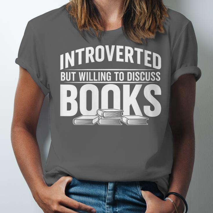Women's Introverted But Willing To Discuss Books Unisex Jersey T-Shirt