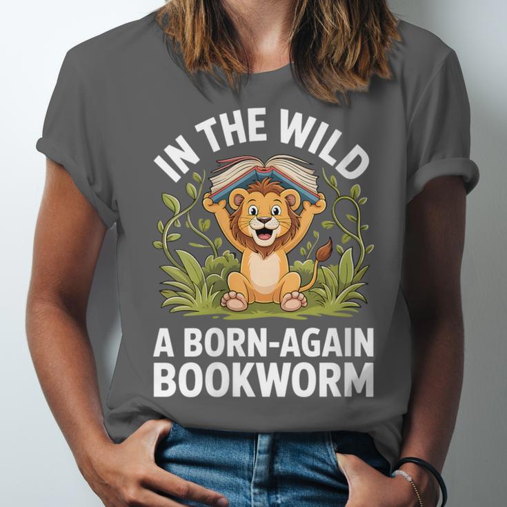 Women's Wild About Reading Book Reader Lion Zoo Animals Kids Unisex Jersey T-Shirt Women's Wild About Reading Book Reader Lion Zoo Animals Kids Unisex Jersey T-Shirt