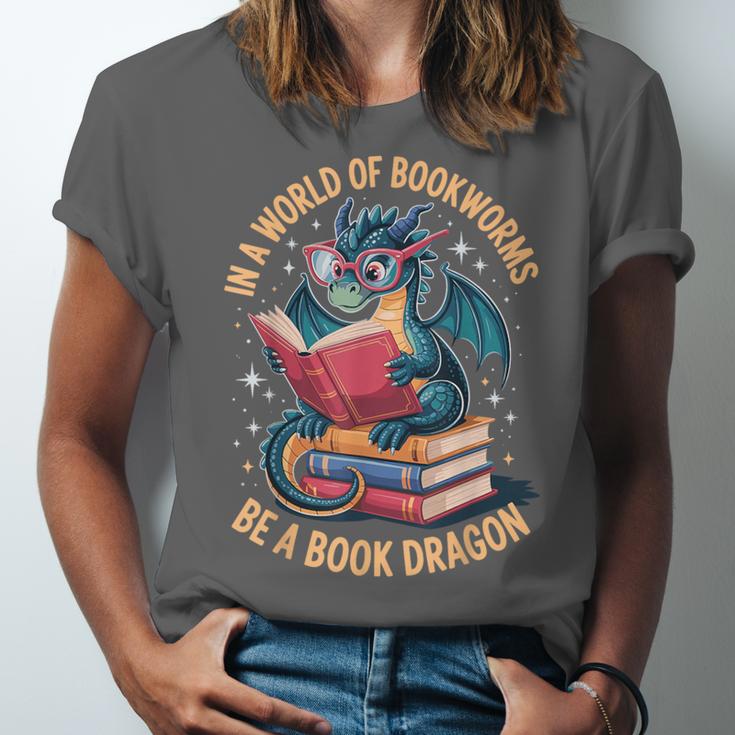 In A World Of Bookworms Be A Book Dragon Unisex Jersey T-Shirt