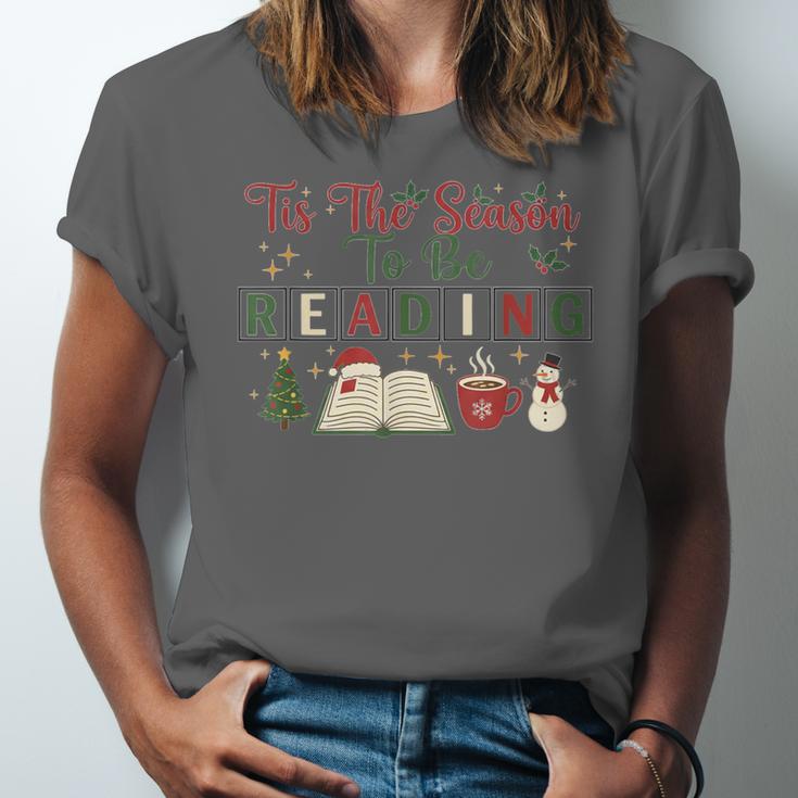 Xmas Books Tis The Season To Be Reading Book Lover Unisex Jersey T-Shirt