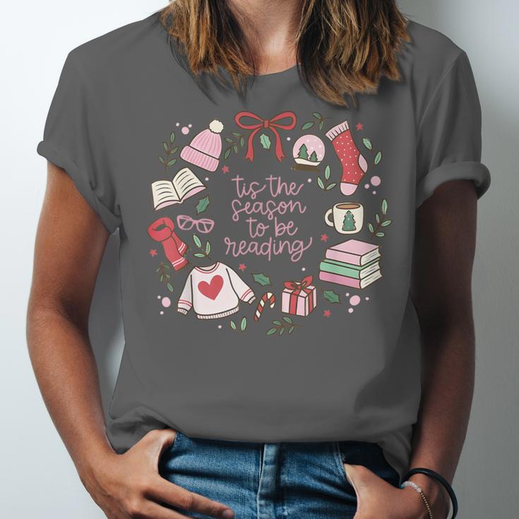 Xmas Tis The Season To Be Reading Books Pajamas Unisex Jersey T-Shirt
