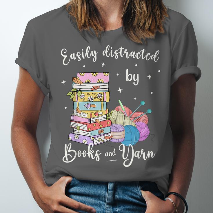 Yarn Quote Easily Distracted By Books And Yarn Reader Unisex Jersey T-Shirt Yarn Quote Easily Distracted By Books And Yarn Reader Unisex Jersey T-Shirt