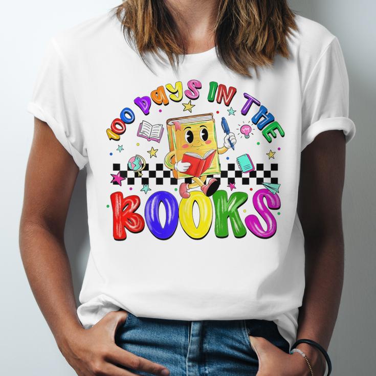 100 Days In The Book Fun 100 Days Of School Boy Girl Teacher Unisex Jersey T-Shirt