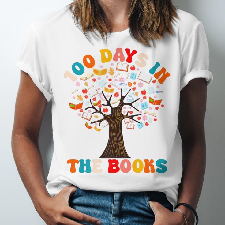 100 Days In The Books Reading Teacher 100th Day Of School Premium Unisex Jersey T-Shirt 100 Days In The Books Reading Teacher 100th Day Of School Premium Unisex Jersey T-Shirt