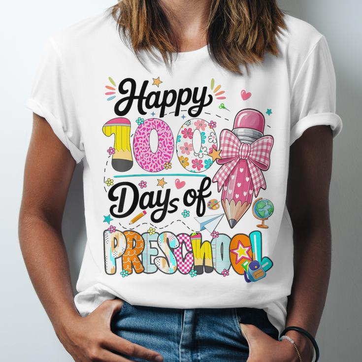 100th Day Of School Teacher Books 100 Days Of Preschool Girl Unisex Jersey T-Shirt