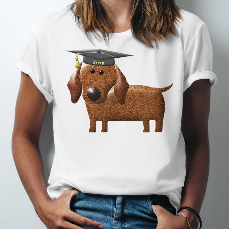 2018 Dog Graduation Shirt Dachshund Graduation For Men Women Kids Unisex Jersey T-Shirt