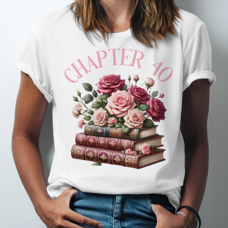 40th Birthday Chapter 40 Birthday Shirt Women Book Lover Unisex Jersey T-Shirt