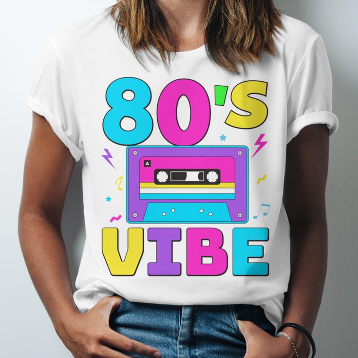 80's Vibe Retro Style Cassette Tape Nostalgia 1980s Party Unisex Jersey T-Shirt