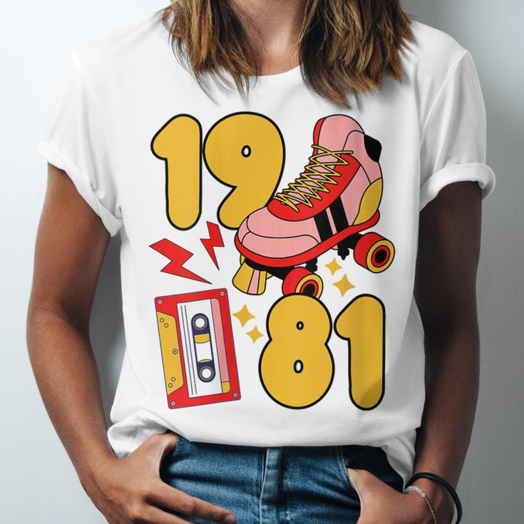80s Vibes Mixed Tapes & Roller Skates 1981 Nostalgia Retro Unisex Jersey T-Shirt
