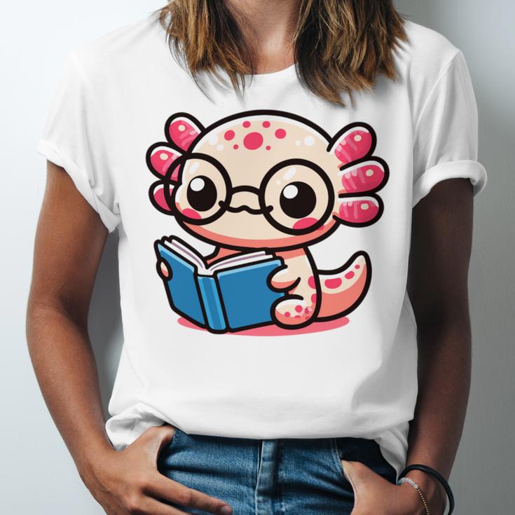 Adorable Book Lover Axolotl With Reading Glasses Cute Unisex Jersey T-Shirt Adorable Book Lover Axolotl With Reading Glasses Cute Unisex Jersey T-Shirt