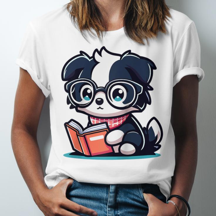 Adorable Book Lover Border Collie With Reading Glasses Cute Raglan Baseball Tee Unisex Jersey T-Shirt Adorable Book Lover Border Collie With Reading Glasses Cute Raglan Baseball Tee Unisex Jersey T-Shirt