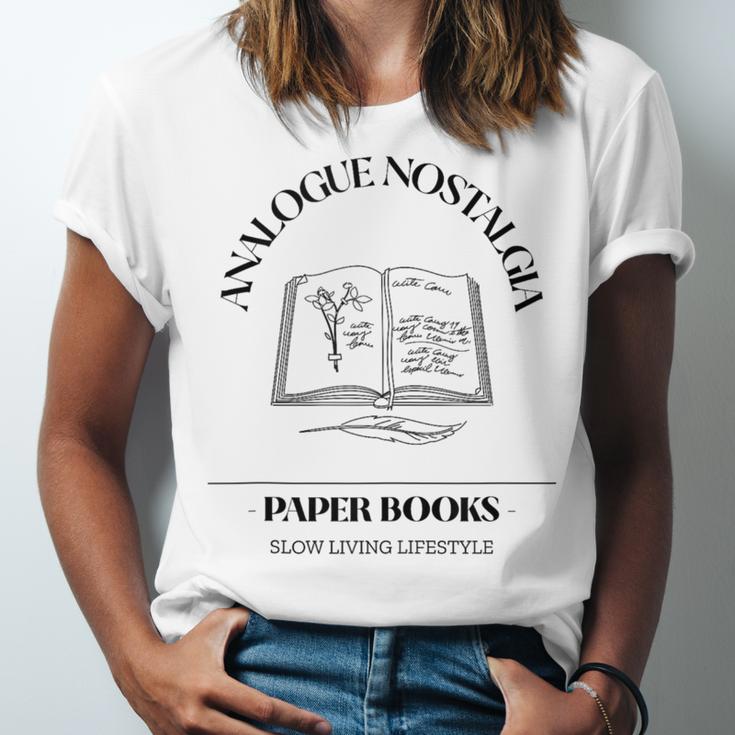 Analogue Nostalgia Paper Books Book Graphic Unisex Jersey T-Shirt